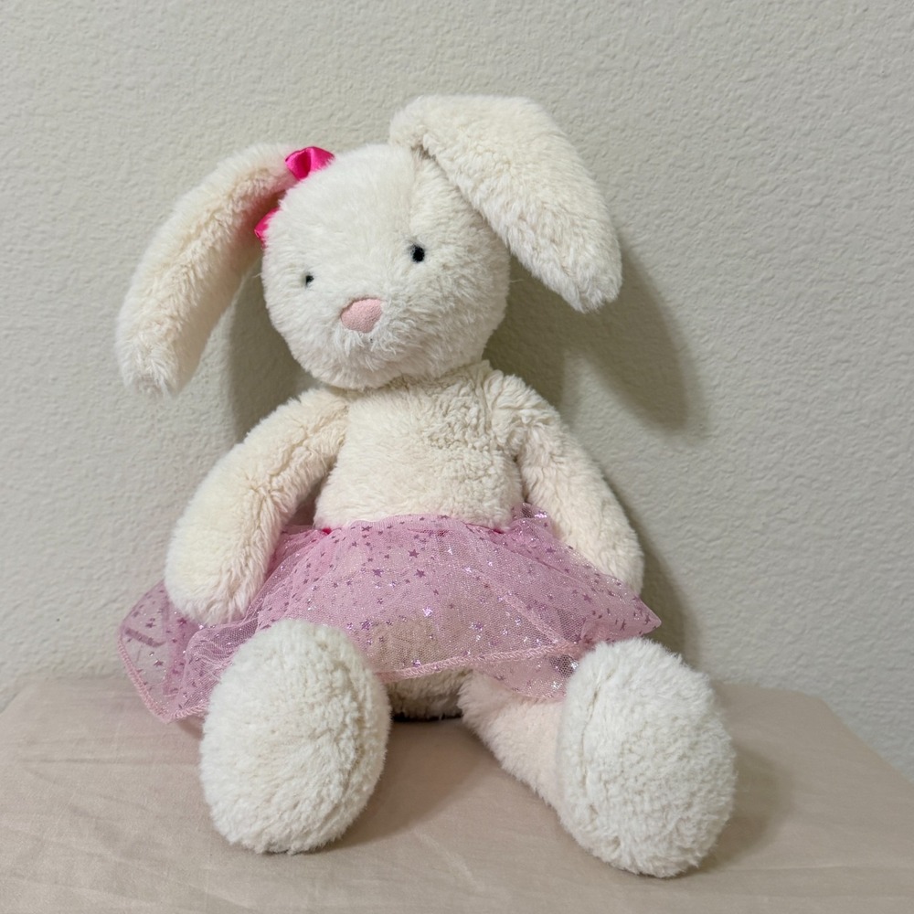 Jellycat Belle Bunny Ballerina Rabbit Plush 15" White Cream Pink Tutu